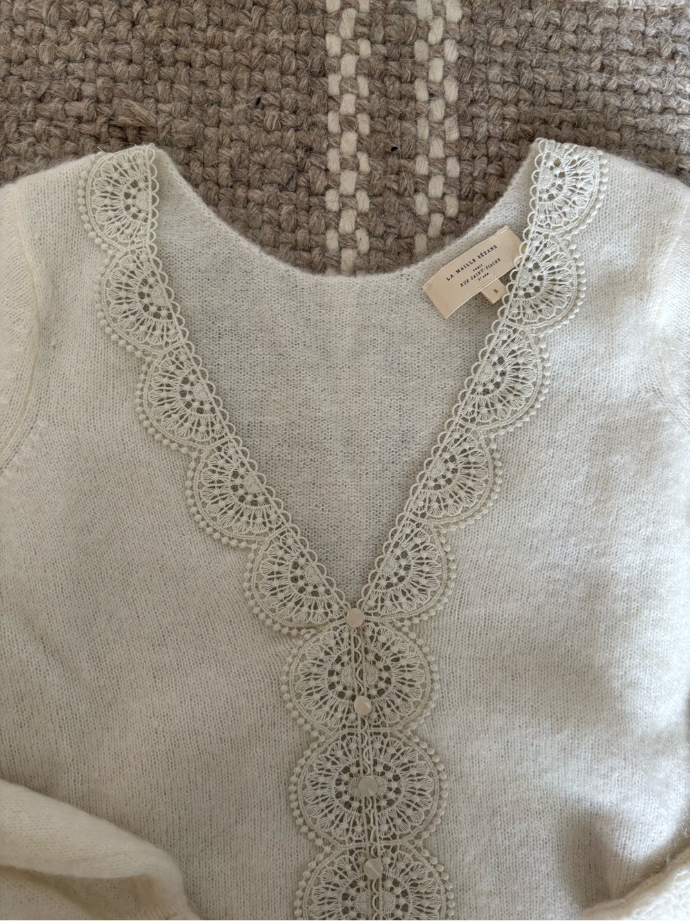 Sézane HENRIA Ecru Cardigan Sweater - Small - Picture 4 of 6
